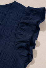 Load image into Gallery viewer, Dirty Blue Textured Ruffle Top and Shirred High Waist Shorts Set
