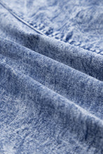 Load image into Gallery viewer, Blue Frill Square Neck Puff Sleeve Backless Denim Dress
