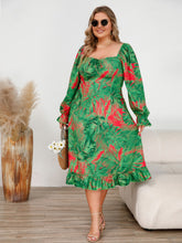 Load image into Gallery viewer, Plus Size Ruffled Square Neck Flounce Sleeve Dress
