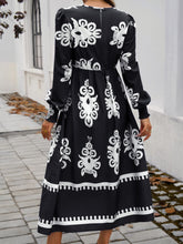 Load image into Gallery viewer, Devine Printed Surplice Lantern Sleeve Midi Dress
