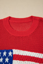 Load image into Gallery viewer, Sky Blue Flag Graphic Short Sleeve Sweater Top
