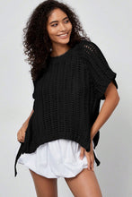 Load image into Gallery viewer, Apricot Plus Size Open Knit Bow Tie Short Sleeve Sweater
