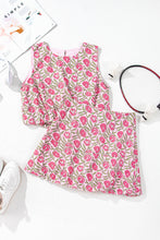 Load image into Gallery viewer, Pink Boho Floral Print Cropped Top Mini Skirt Set
