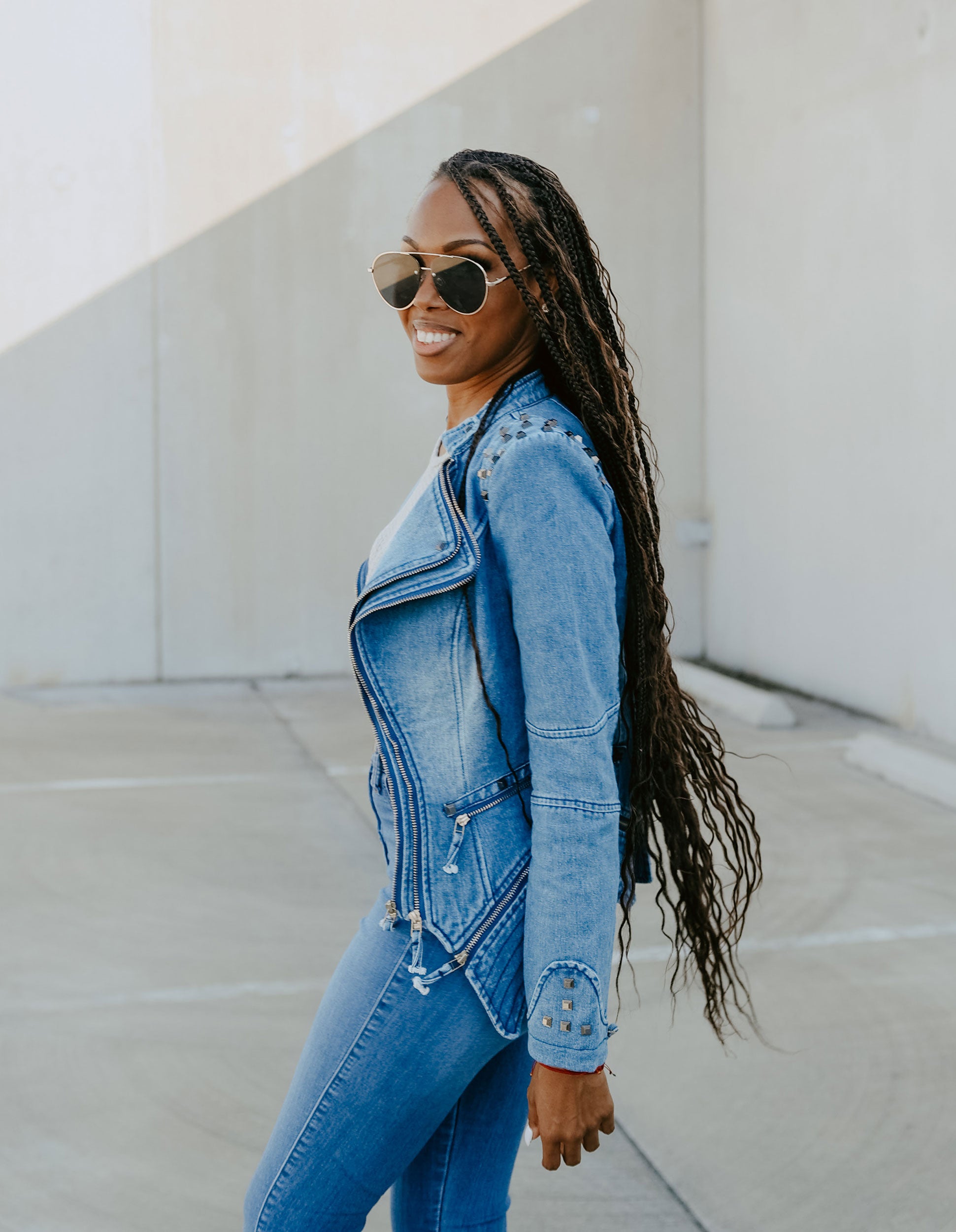 Spike Jacket - Blue Denim – Glitz Chica Boutique