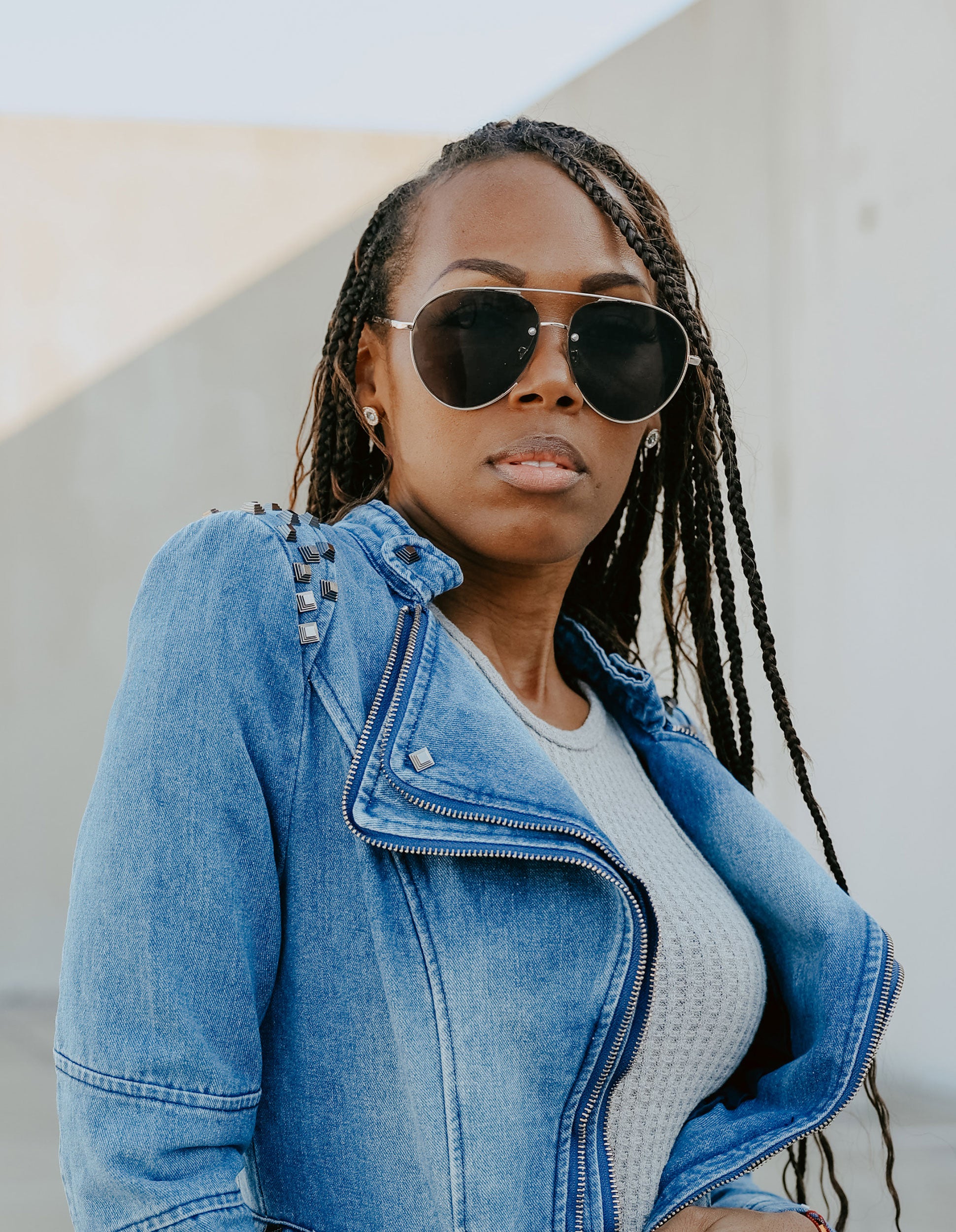 Spike Jacket - Blue Denim – Glitz Chica Boutique